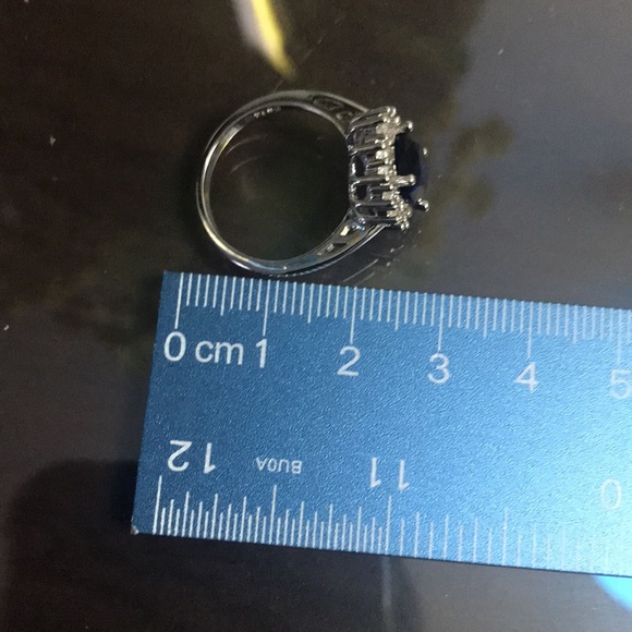 925 sterling silver oval sapphire ring - Picture 6 of 7